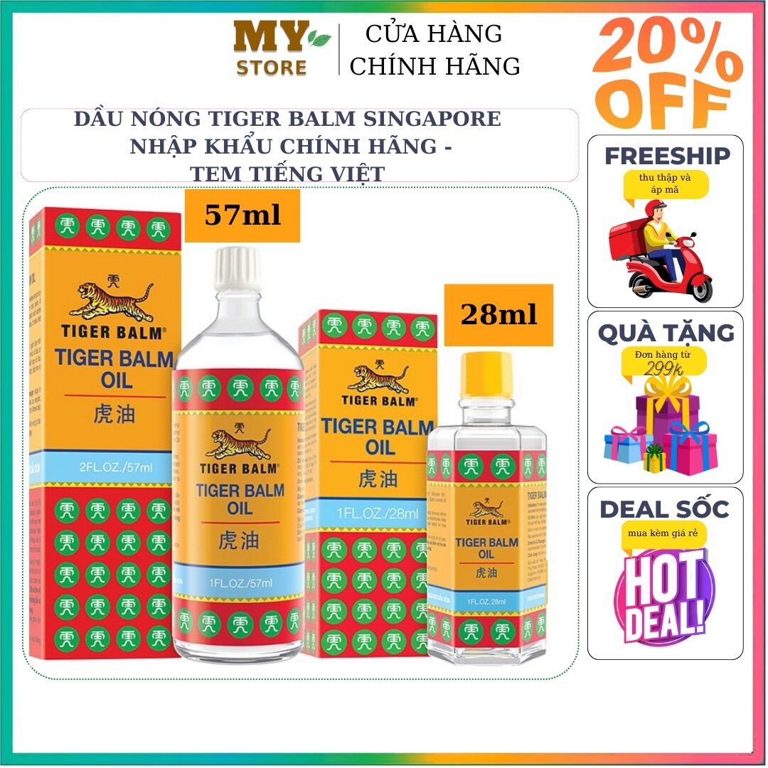 Dầu nóng con hổ tiger balm nhập khẩu chính hãng singapore 57ml/28ml- tem tiếng việt