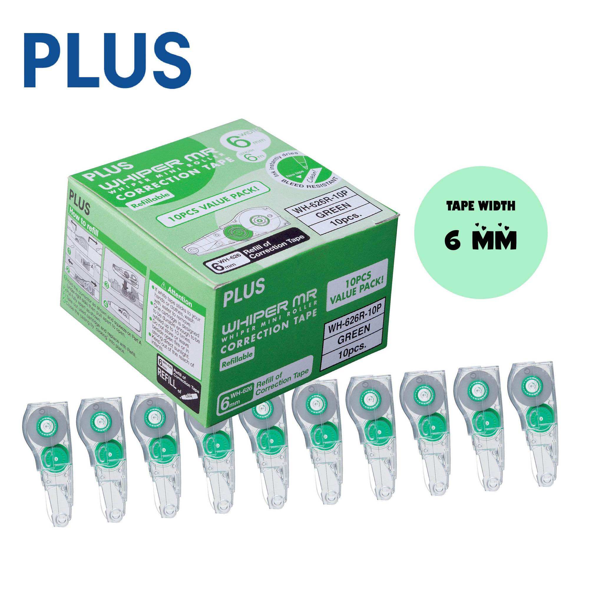Văn phòng phẩm Bổ sung ruột Bút xóa băng xoá correction tape PLUS whiper MR refill, WH-606