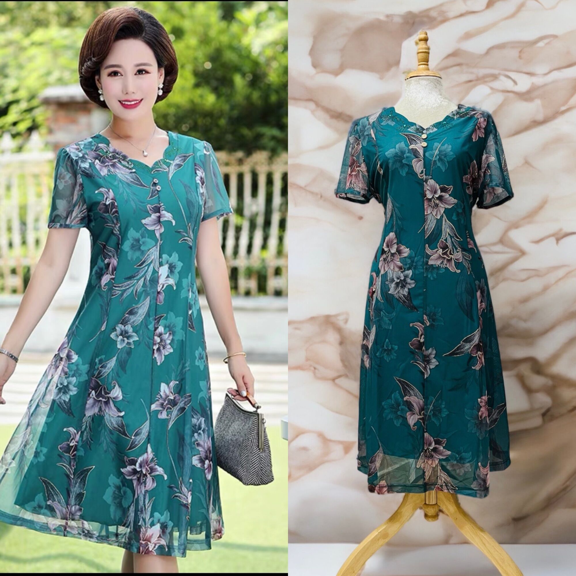 [HCM]Đầm trung niên dự tiệc chất Voan