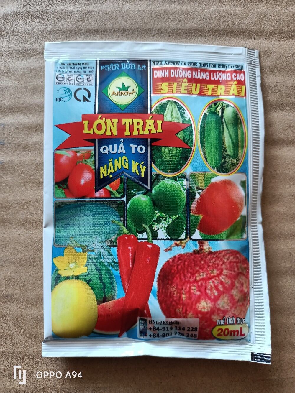 com bo 10 gói phân bón lá lớn trái Arrow