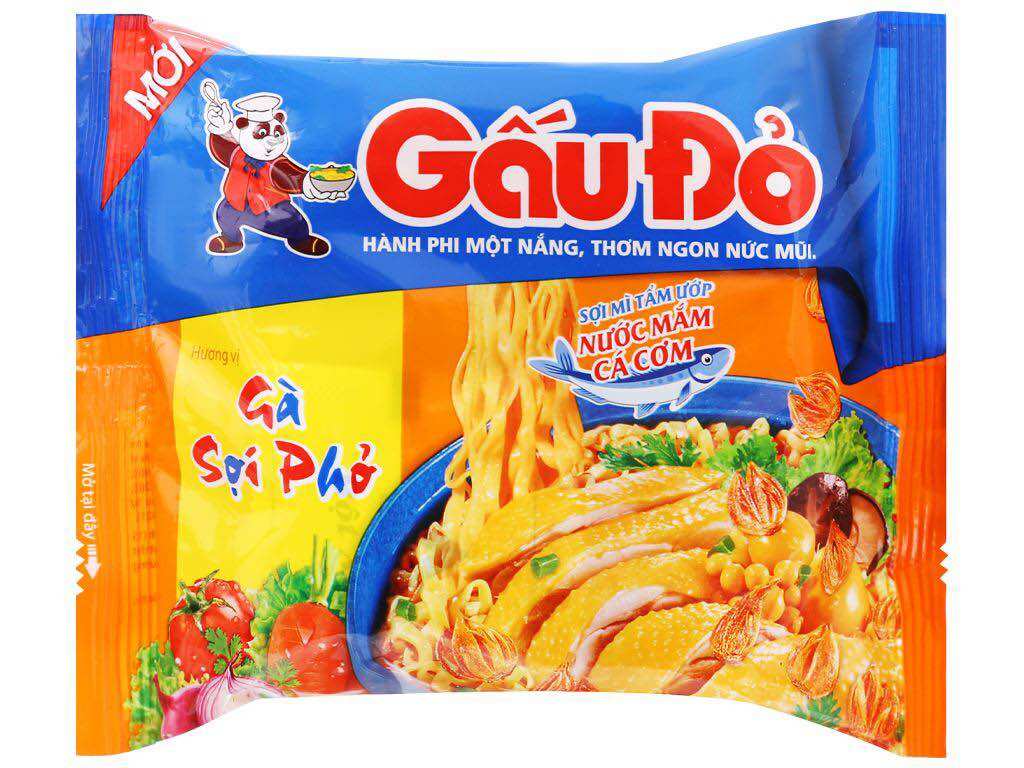 Thùng 30 gói mì GẤU ĐỎ , mì gà sợi phở gói 65 gr