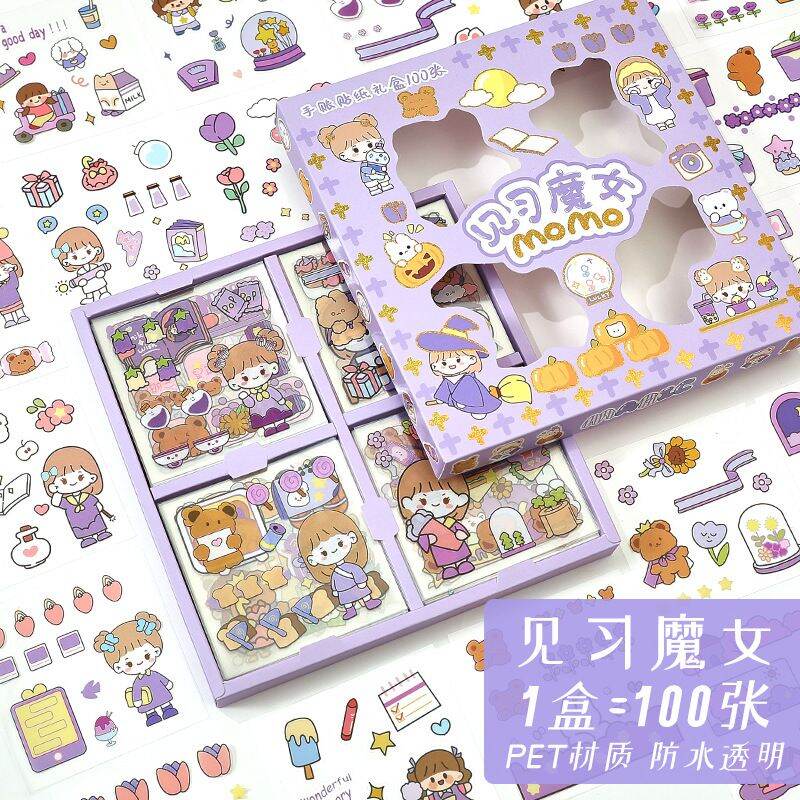 Hộp hình dán 100 sticker trang trí momo