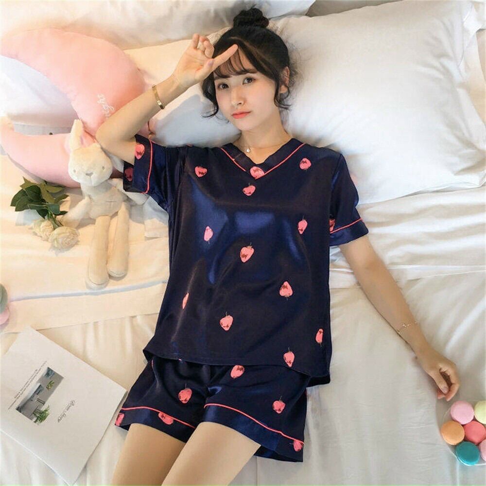 Bộ ngủ lụa mặc nhà tay ngắn quần đùi