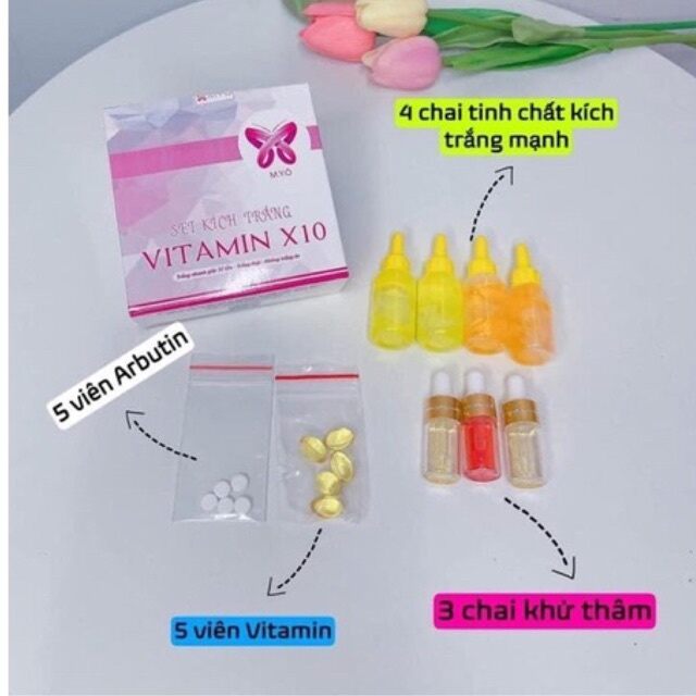 Set kích trắng vitamin x10 Myô trắng gấp 10 lần