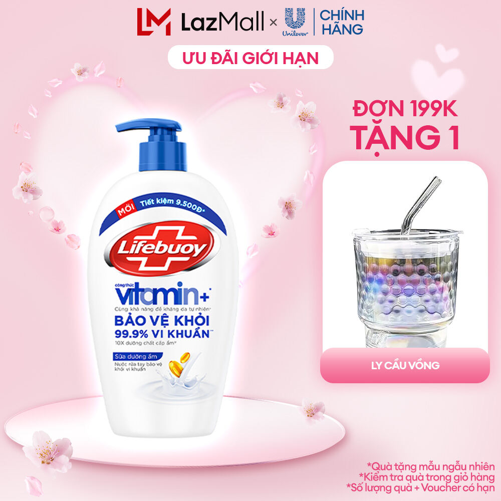 Nước Rửa Tay Lifebuoy Công thức Vitamin+ Sữa Dưỡng Ẩm Chai 450g
