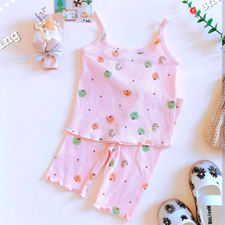 Bộ 2 dây quần lửng cotton tăm xuất Nhật bé gái