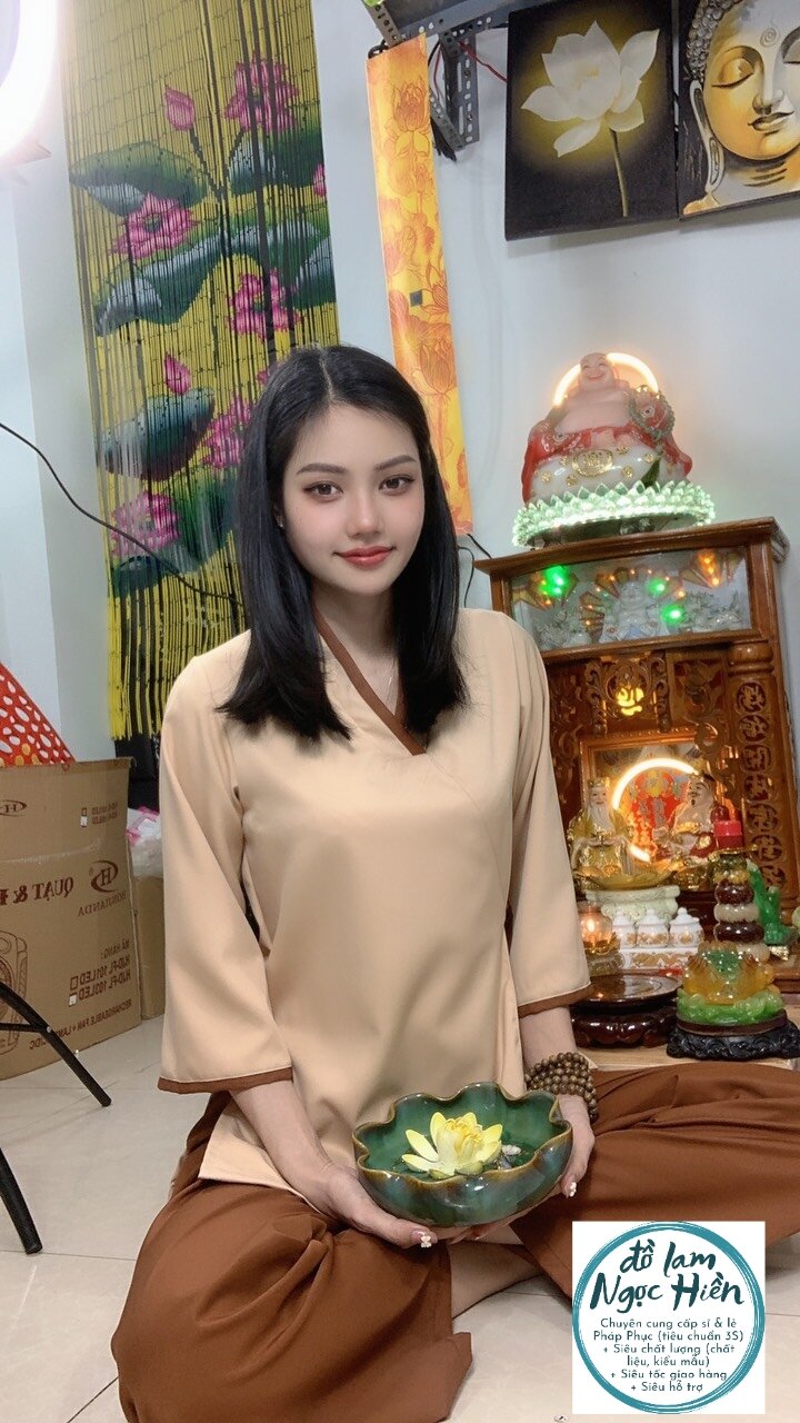 Pháp Phục, Đồ Lam Đi Chùa Nữ Mẫu Chéo Hàn Thắt Nơ Eo