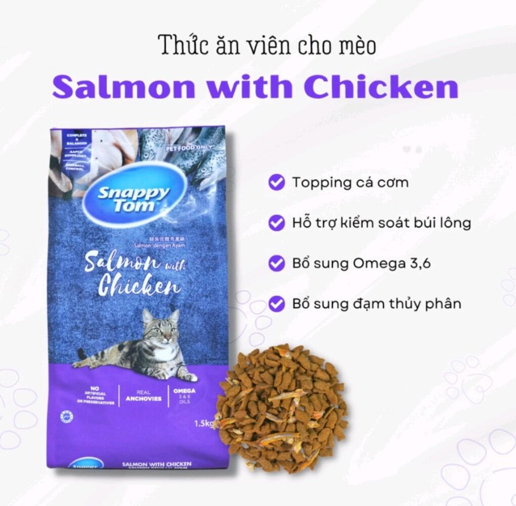 Thức ăn hạt cho mèo Snappy Tom bao xá 8kg