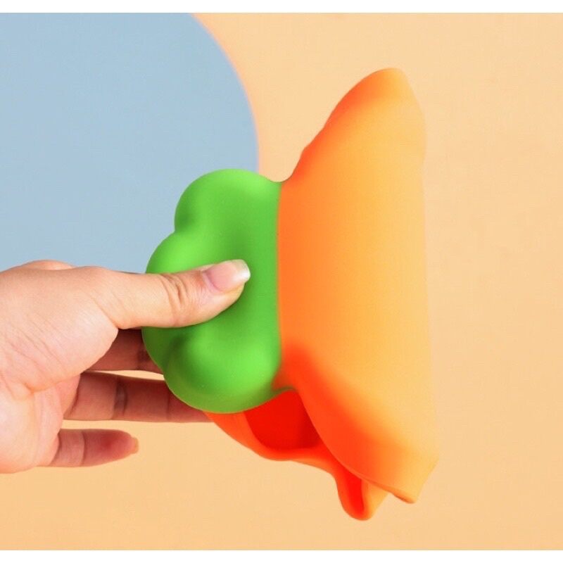 Set Khay Ăn Dặm Silicon CÀ RỐT (kèm ống hút,thìa nĩa,cọ ống hút)