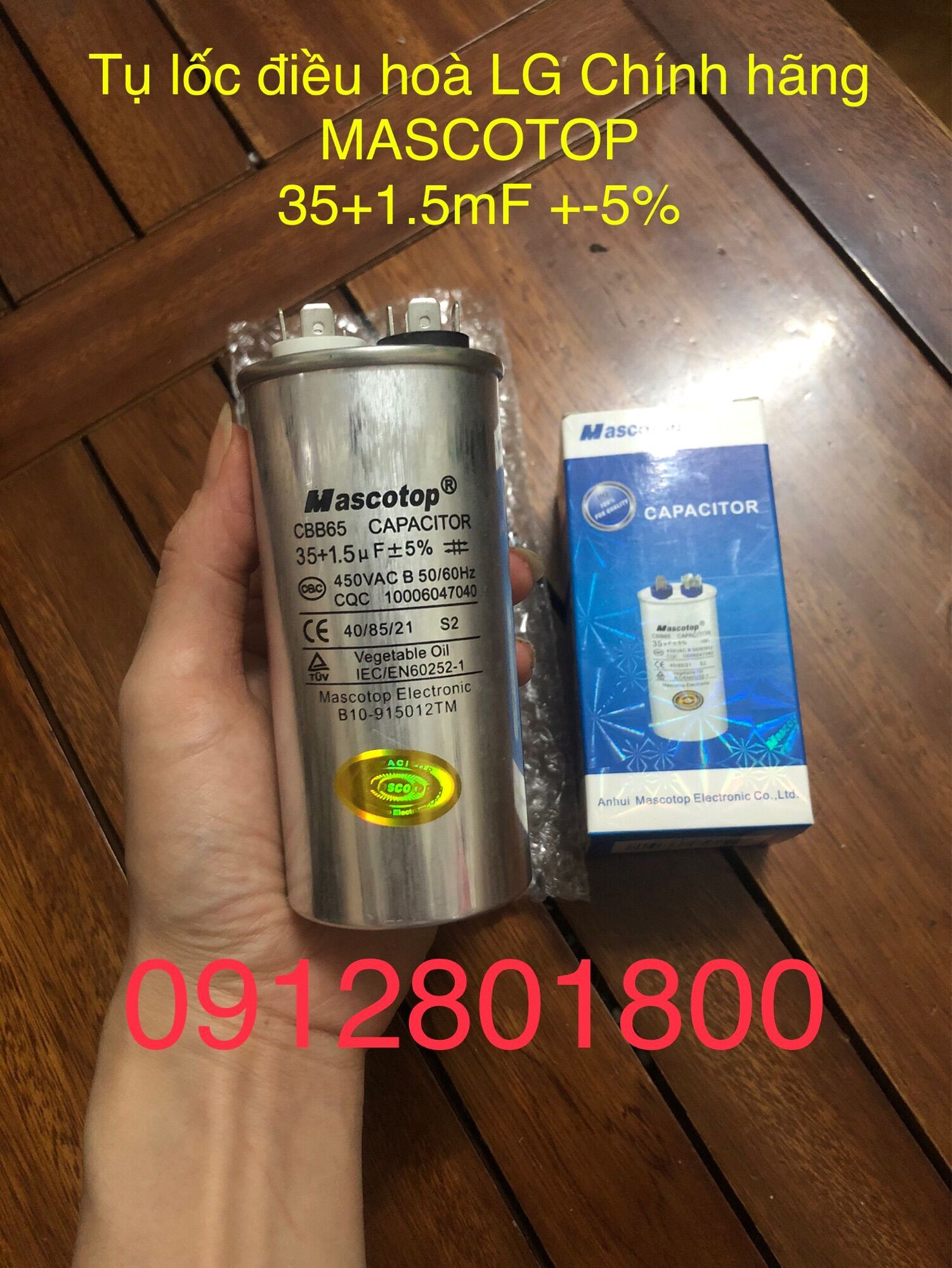 Tụ lốc điều hoà lg 12000btu 35+1.5mf chính hãng mascotop