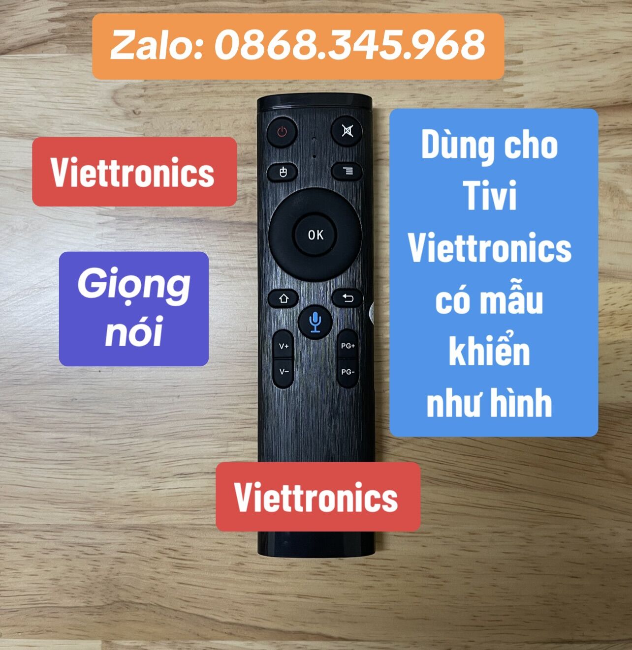 Remote điều khiển Tivi Viettronics giọng nói