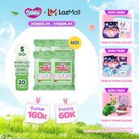 [CHỈ 08-14.04 QT Đơn 899K/1199K][MỚI] Bộ 5 gói khăn lau xua muỗi Bobby Antimos 20 miếng