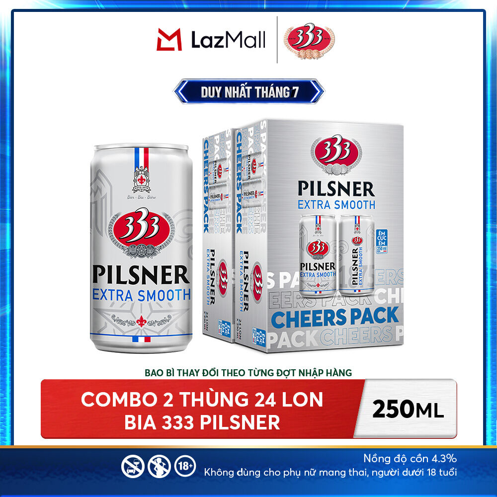Combo 2 Nồng độ cồn 4.3% - Thùng 24 Bia 333 Pilsner 250ml