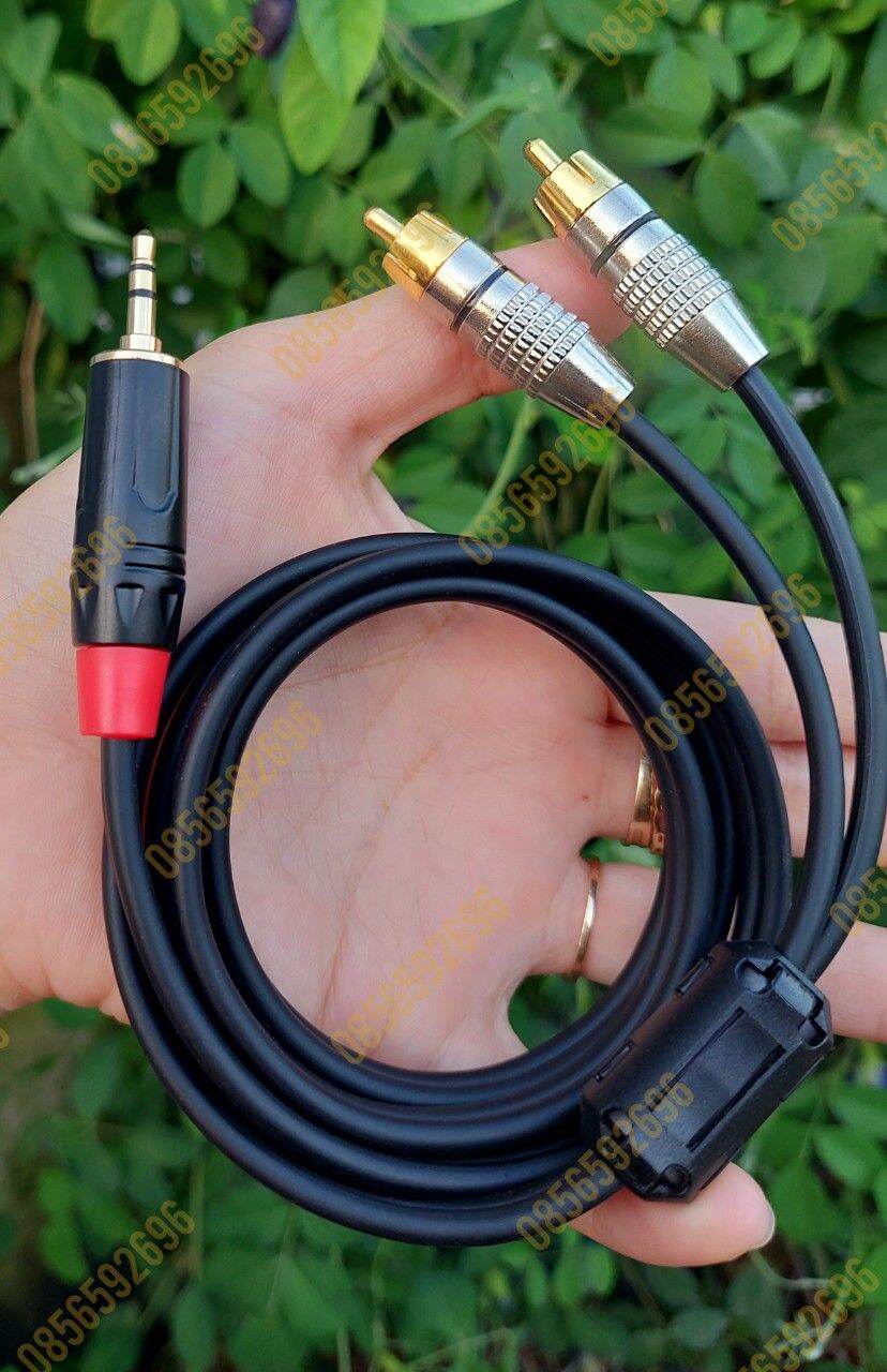 Dây tín hiệu 1 đầu jack 3.5mm ra 2 đầu bông sen av, độ dài 1m