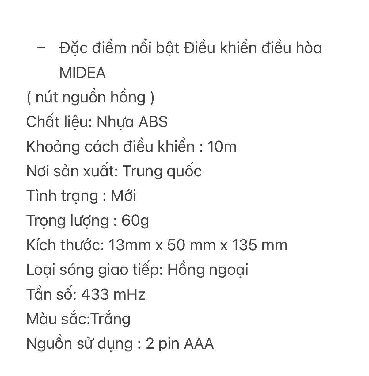 Điều khiển điều hoà Midea ( nút hồng ) - remote máy lạnh Midea