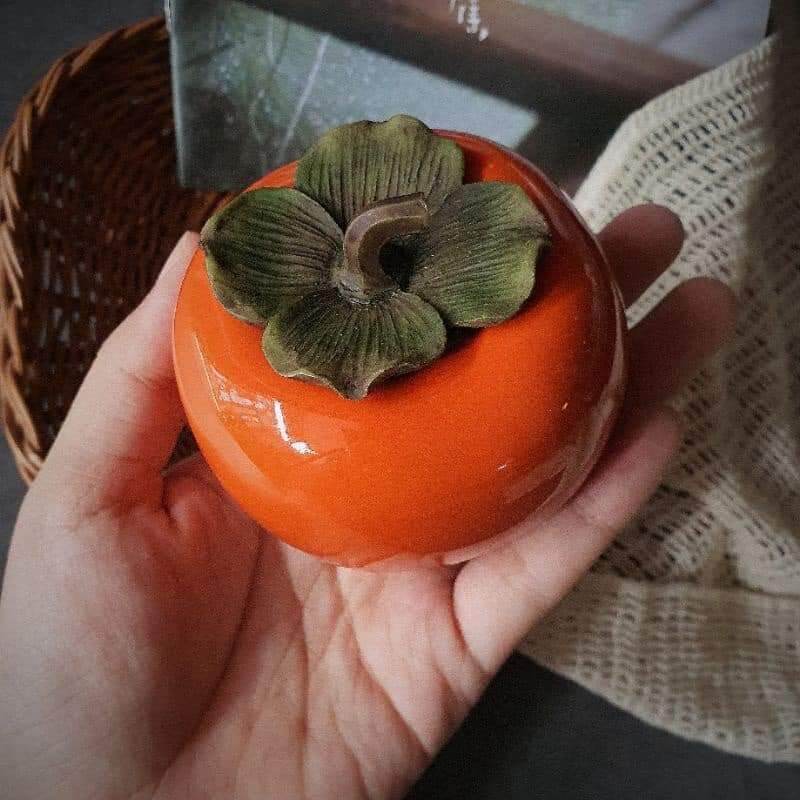 Quả hồng sứ dùng đựng trà hoặc decor 