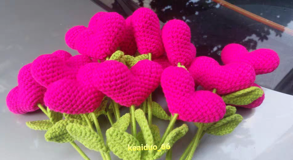 Bông hoa trái tim ❤❤ Handmade bằng len