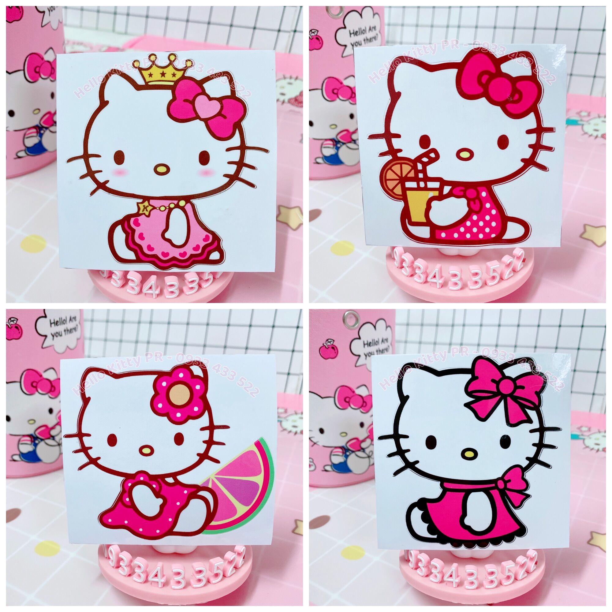 [Freeship MAX] Decal dán trang trí ( nón bảo hiểm, xe, ổ điện, tủ kính ) HelloKitty PR
