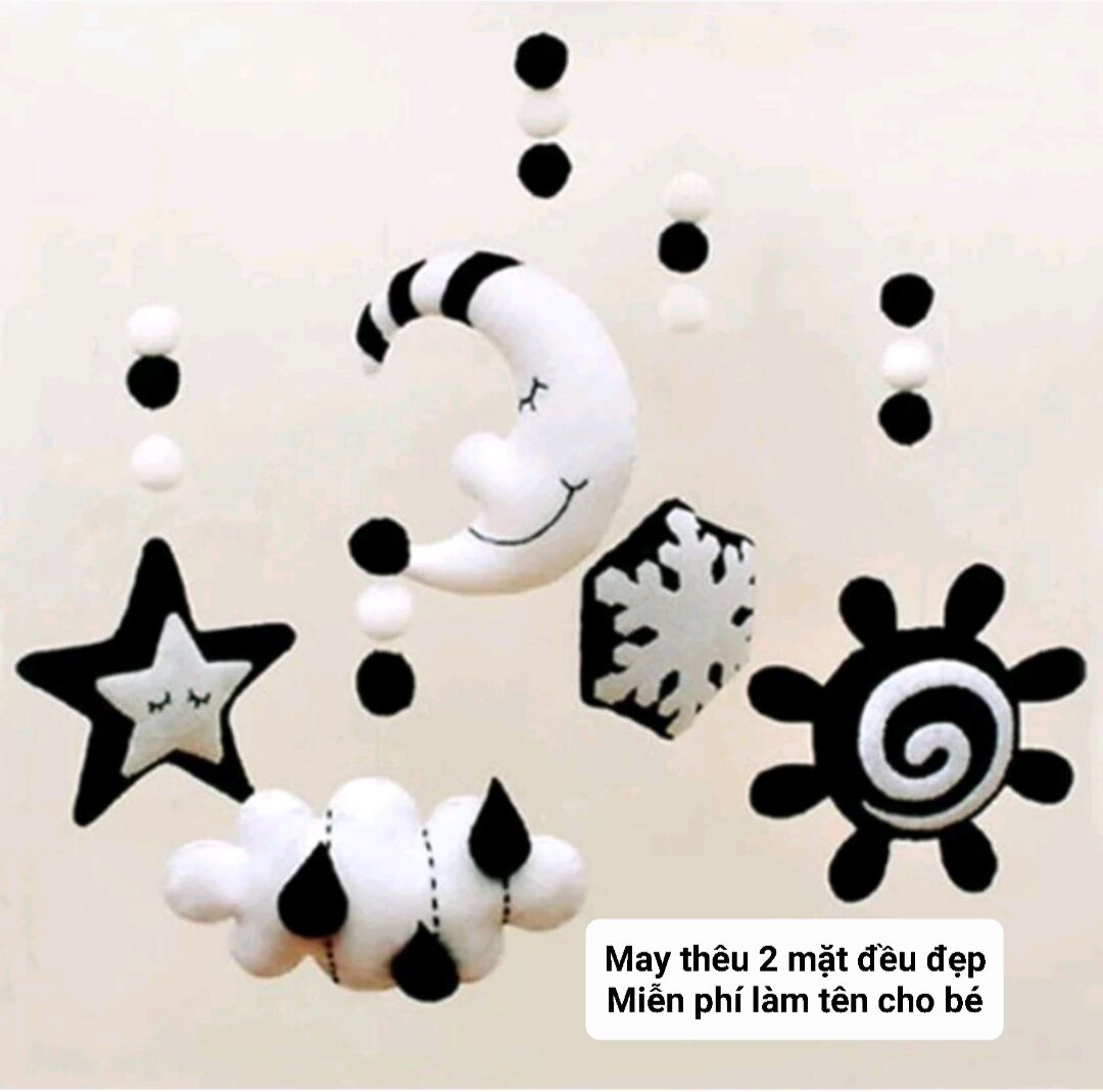 Treo nôi CHẤT LƯỢNG LOẠI 1 handmade màu tương phản kích thích thị giác cho bé kèm khung X