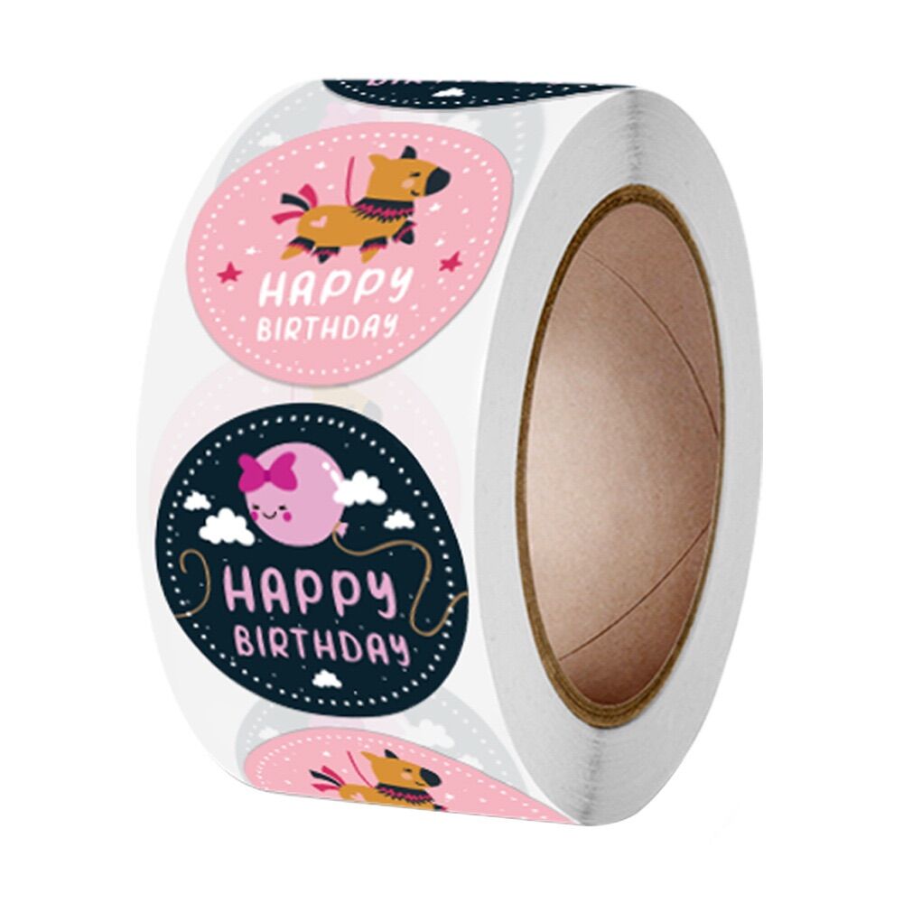 set 100 tem dán/ nhãn dán Happy Bỉthday mẫu 1 size 2.5 cm