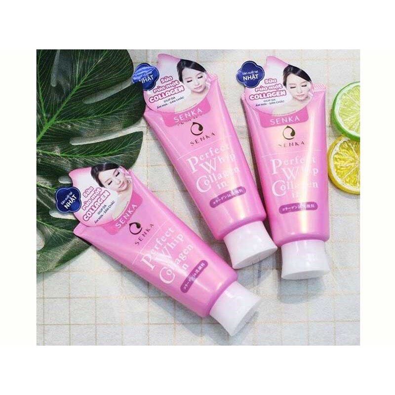 Sữa rửa mặt SENKA perfect white đất sét trắng và collagen