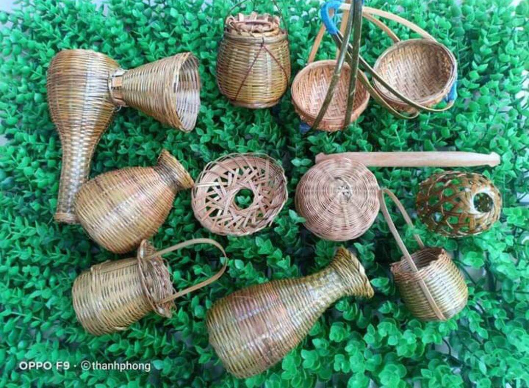 Set 12 món mây tre đan mini