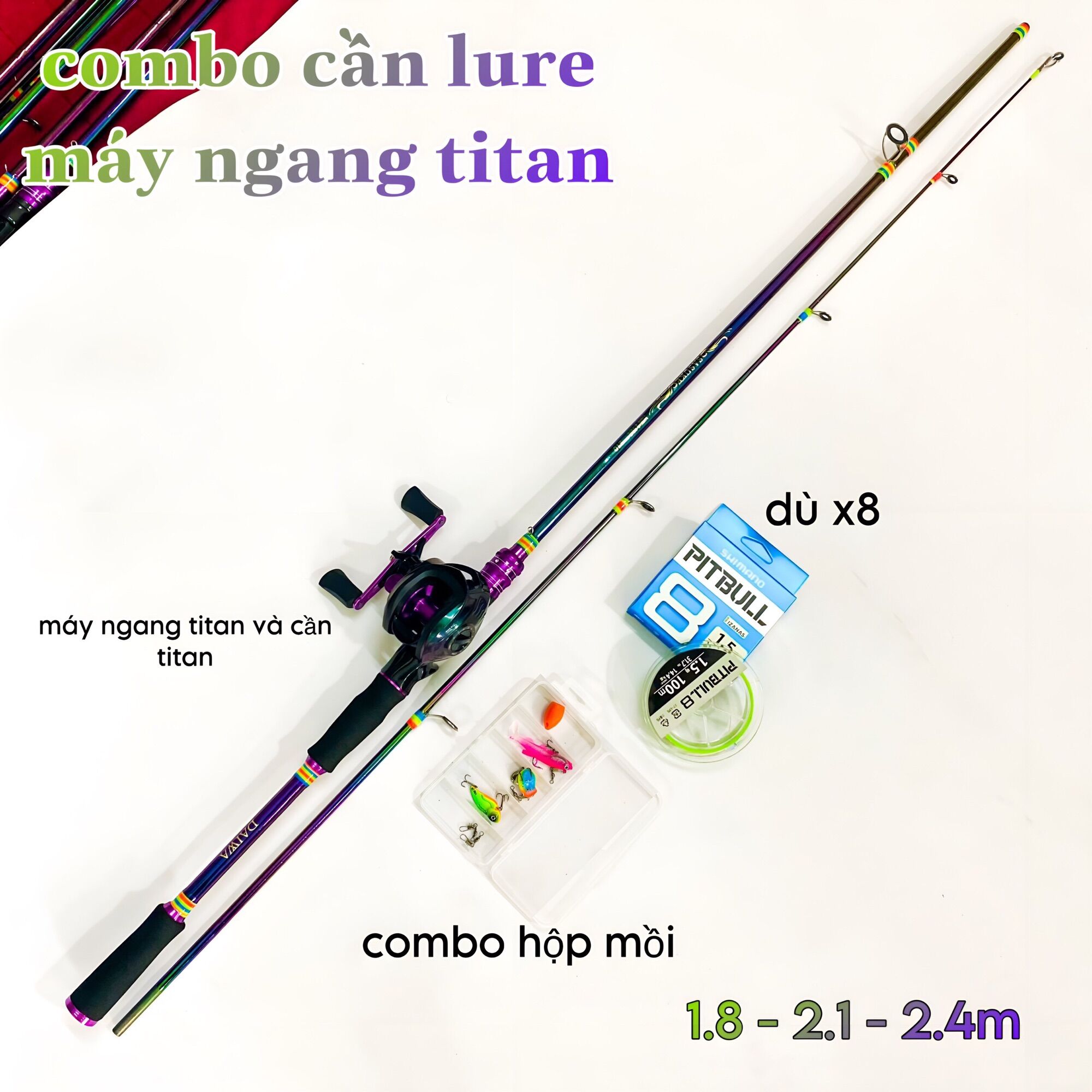 Bộ cần câu lure máy ngang Sasuke máy ngang titan + dù + mồi