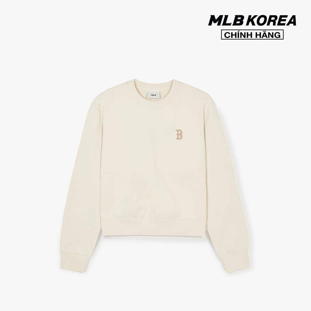 Mlb - áo sweatshirt nữ cổ tròn phom croptop basic small logo 3fmtb1341-43crd