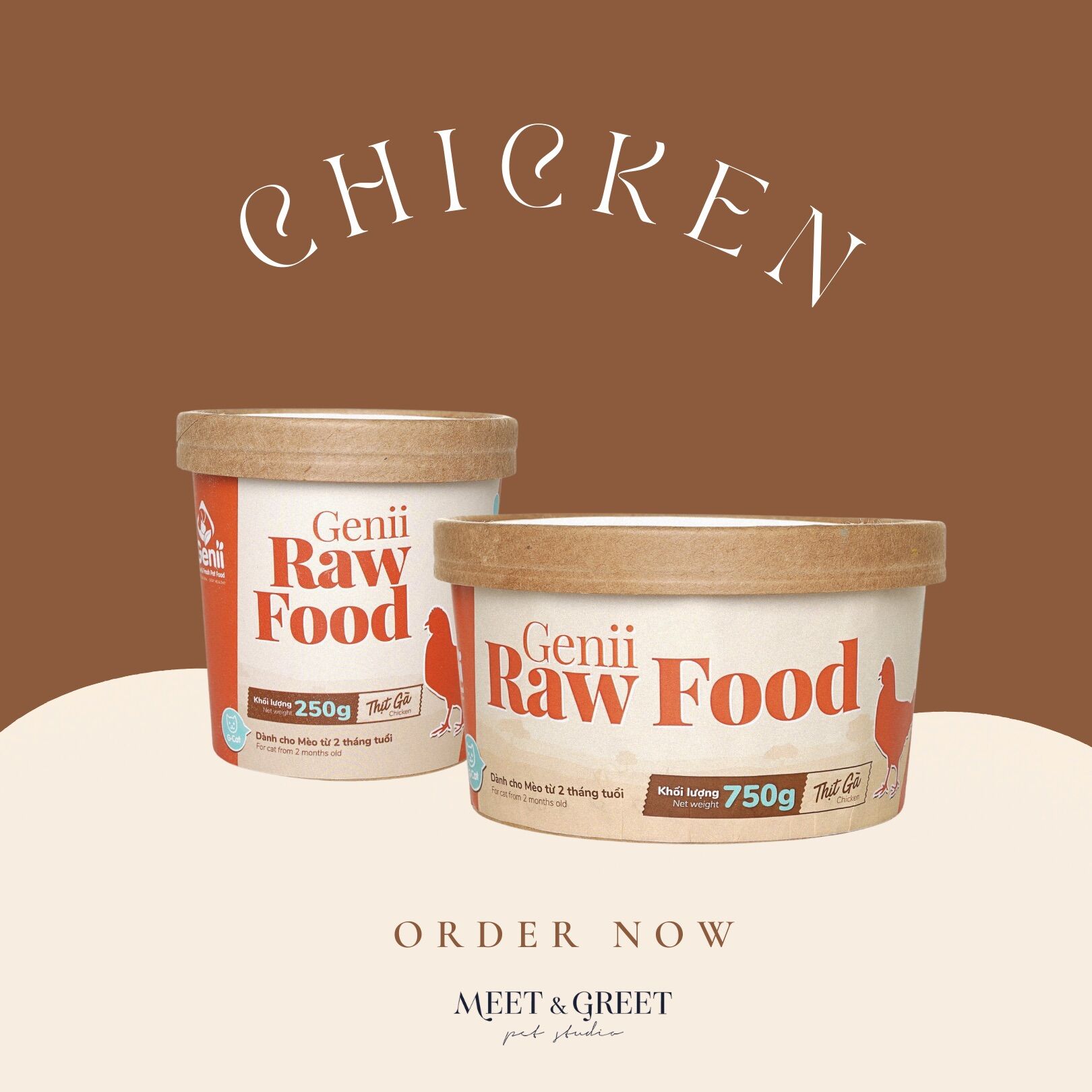 Genii raw food - thức ăn tươi cho mèo - thịt gà
