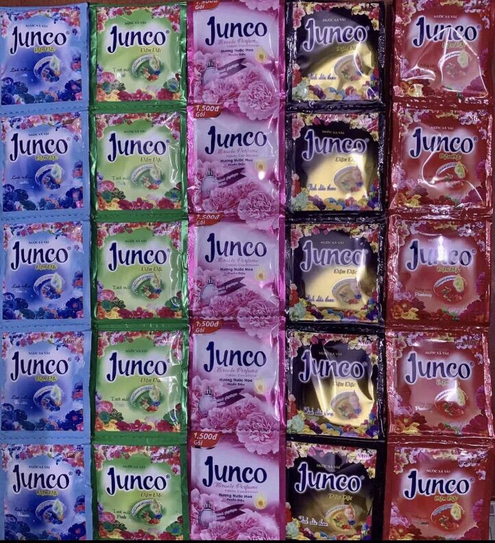 Nước xả vải Junco đậm đặc ( combo 10 dây- 100 gói ) - màu đỏ.
