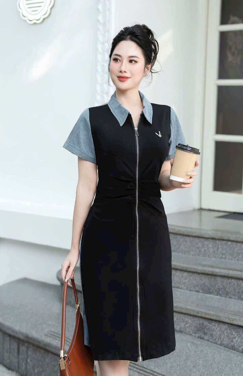 (HÀNG NHẬP -CAO CẤP) VÁY ĐẦM THUN PHỐI JEAN TRẺ TRUNG