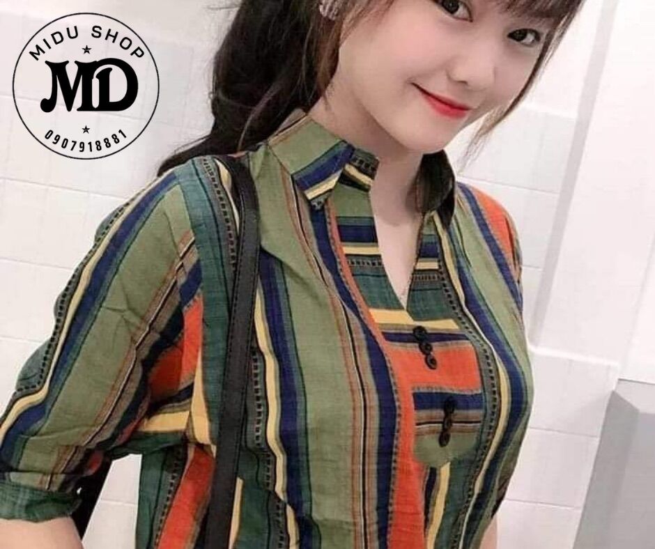 Áo sơ mi thổ cẩm, tay lửng, 2size