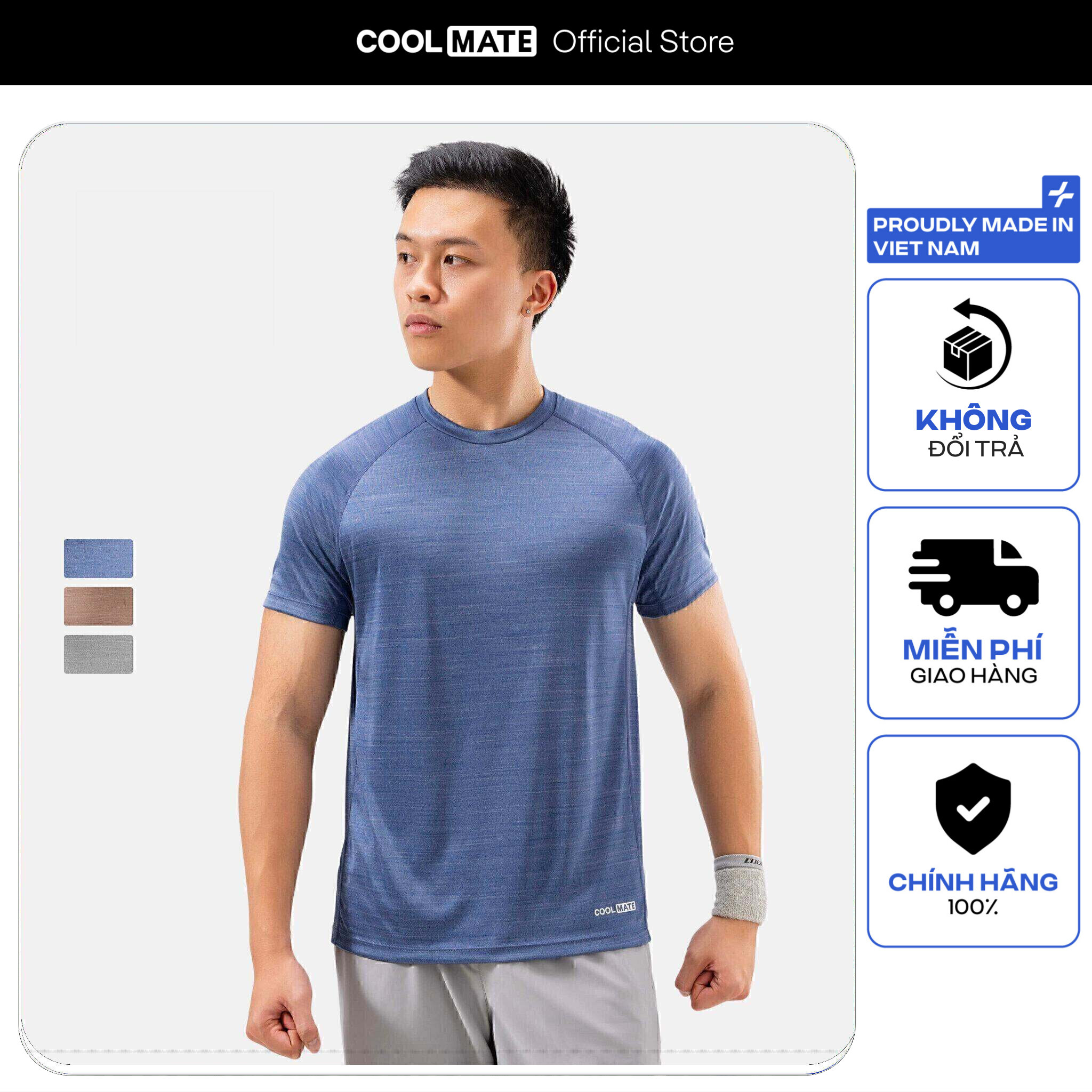 [MUA 3 GIẢM 12%][OUTLET - KHÔNG ĐỔI TRẢ]Áo thun thể thao Melange Essentials thoáng khí, nhanh khô - Coolmate