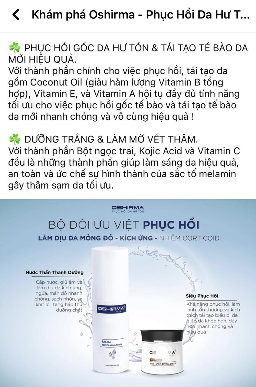 [Da Hư Tổn] Nước Cân Bằng Phục Hồi Da Oshima