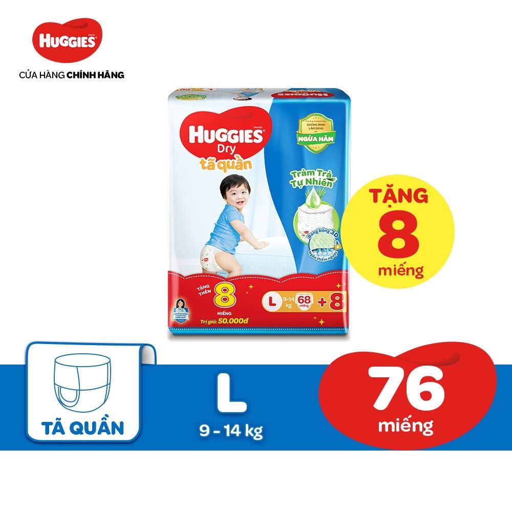 Tã quần huggies m74 l68 xl62 xxl56 tặng 6, 8 miếng