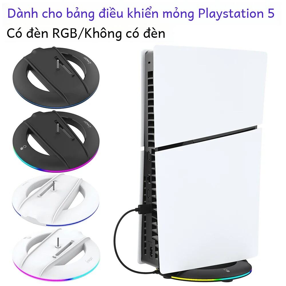 Đèn Led Rgb Chống Trơn Trượt Đứng Cho Ps5 Slim Console Đế Hiển Thị Với Góc Điều Chỉnh Chất Liệu ABS Màu Đen