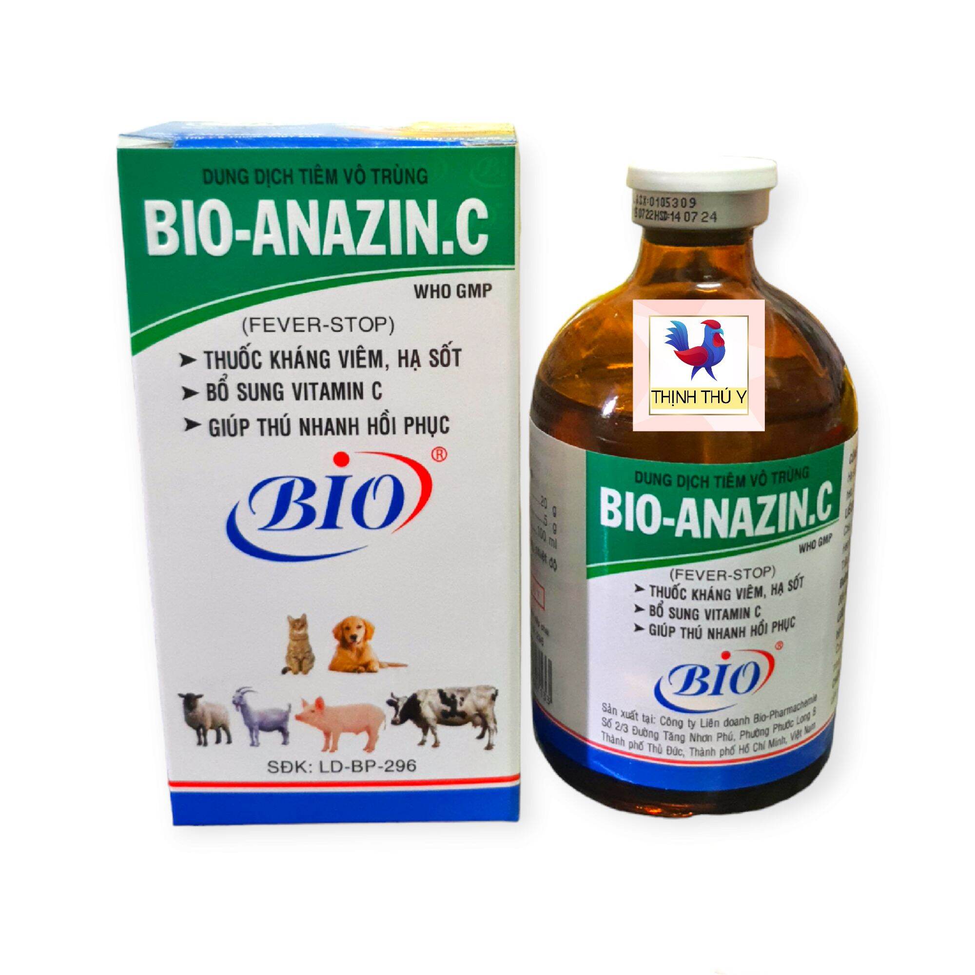 Bio ANAZIN C / ANAZINE (100ml) - Giảm đau, hạ sốt, giảm ngay triệu chứng sau khi sử dụng cho gà đá, chó mèo, heo bò, dê cừu