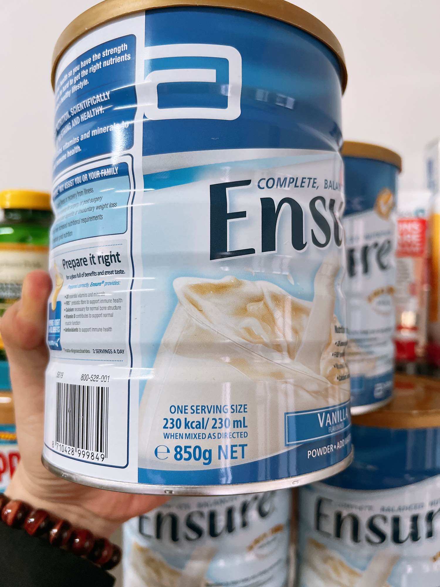 Sữa bột Ensure Vani 850g Úc.