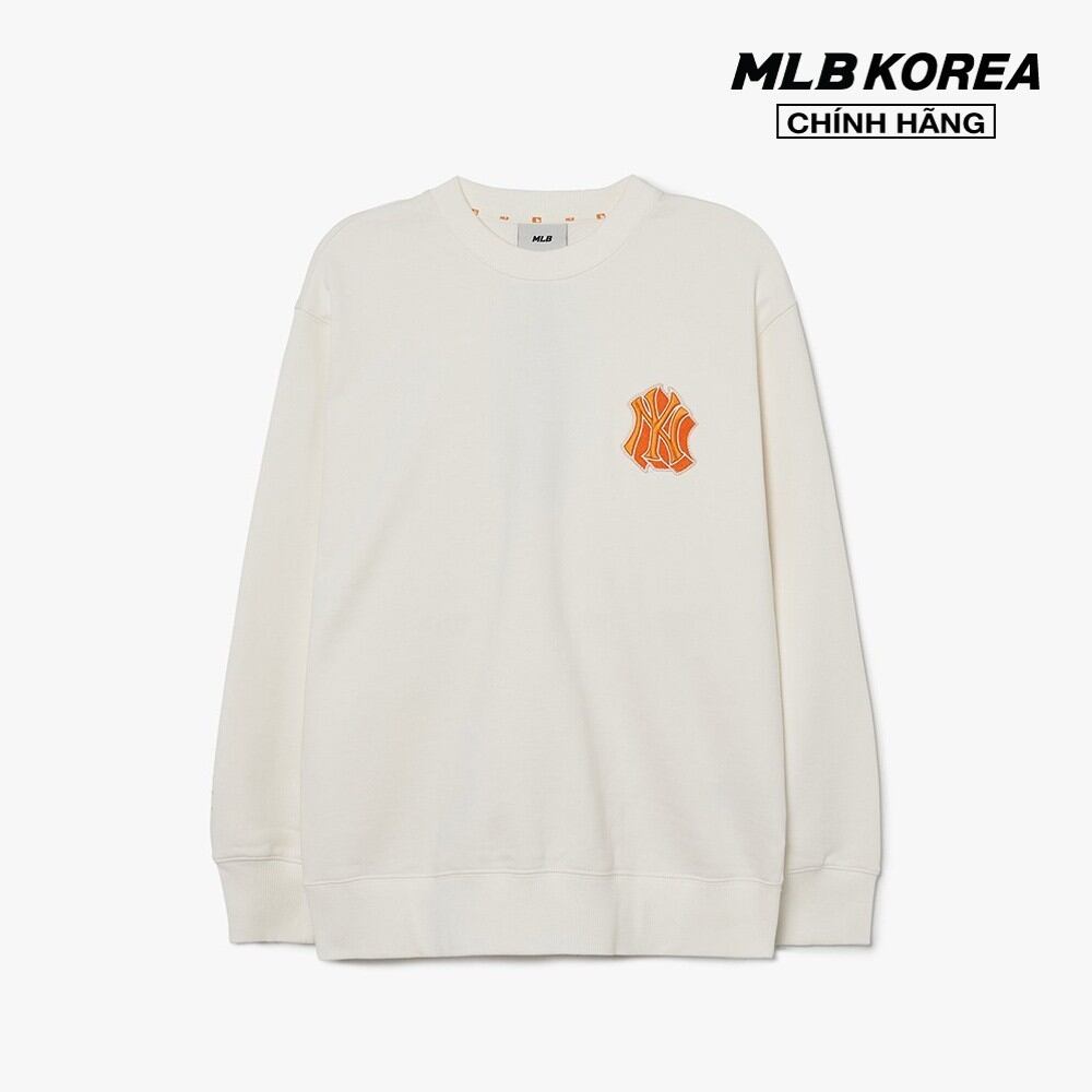 Mlb - áo sweatshirt unisex tay dài cube monogram big logo 3amtm0131-50crs