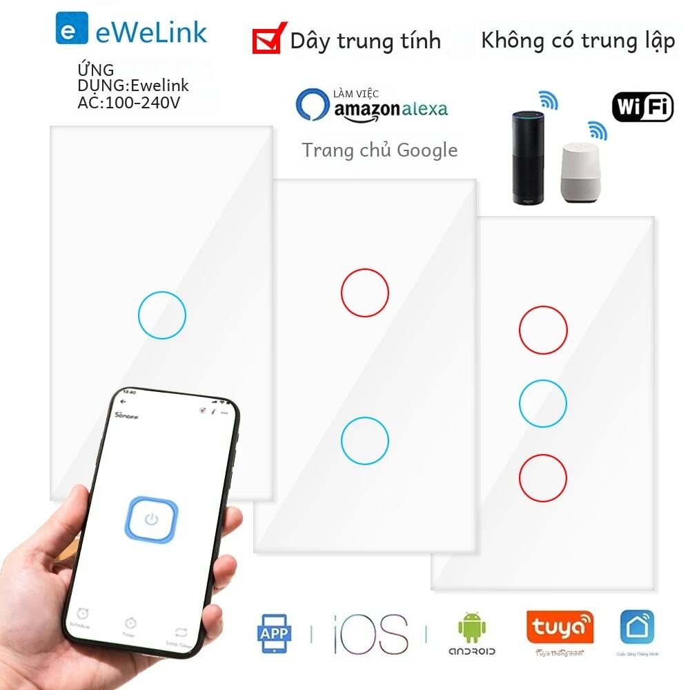 Tuya Wifi Công Tắc Thông Minh Bluetooth Rf Công Tắc Đèn Cảm Ứng Không Dây Với Alexa Điều Khiển Giọng Nói Ứng Dụng Ewelink Cho Tự Động Hóa Gia Đình Dây Trung Tính/không Cần Trung Tính