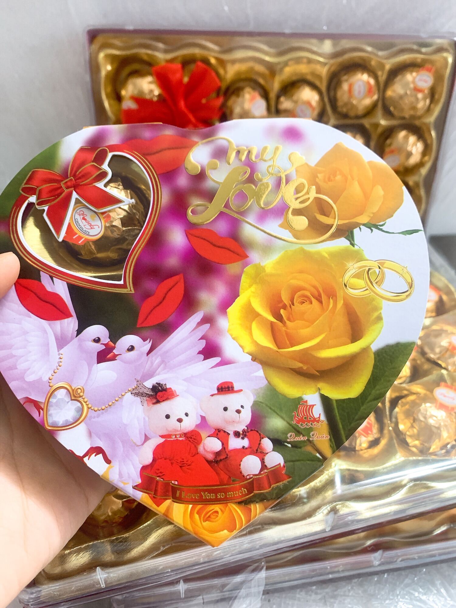 Hộp sô-cô-la, Hộp 6 viên hình trái tim, quà tặng valentine