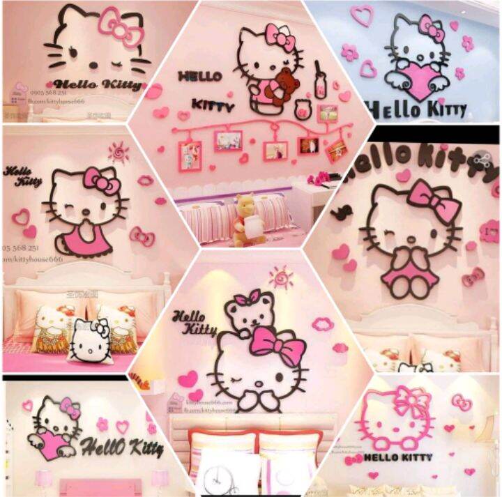 🌸decal 3d dán tường hello kitty