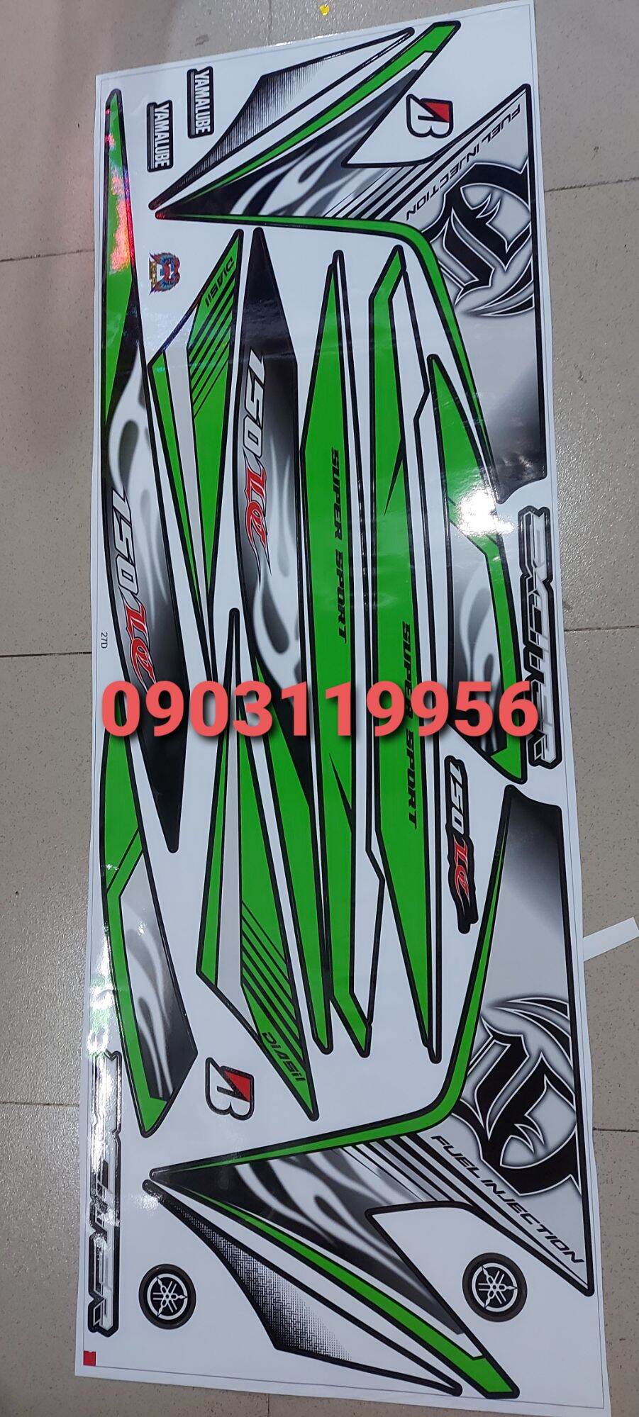 tem rời exciter 150 đen phối bạc xanh