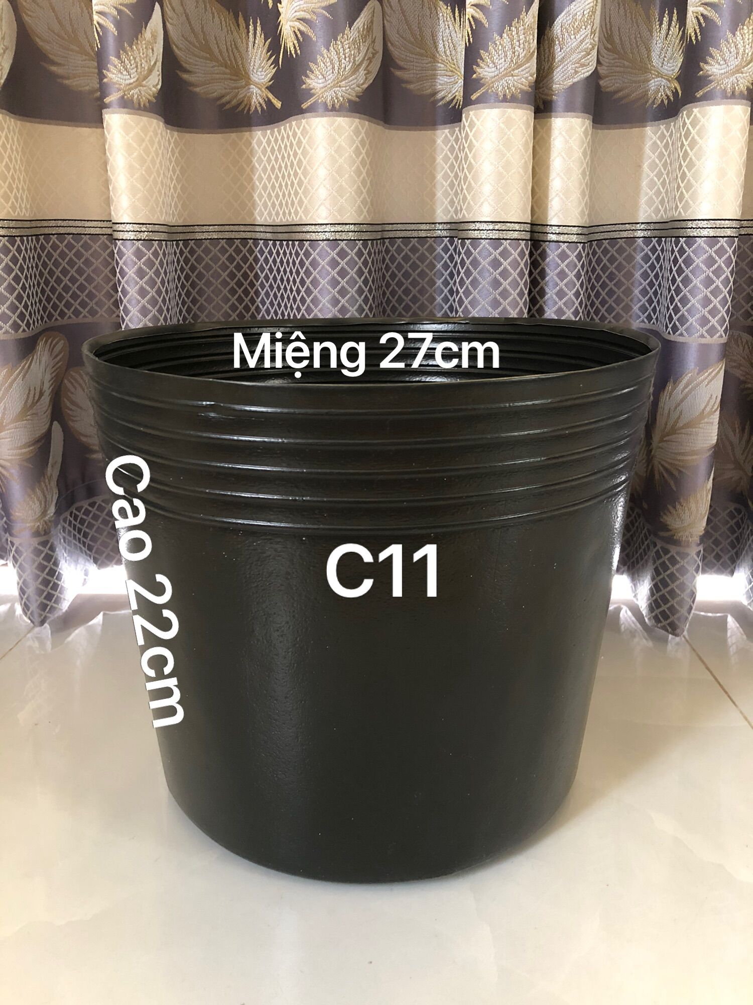 Chậu nhựa trồng cây 100 cái C11 đen dẻo dày dặn