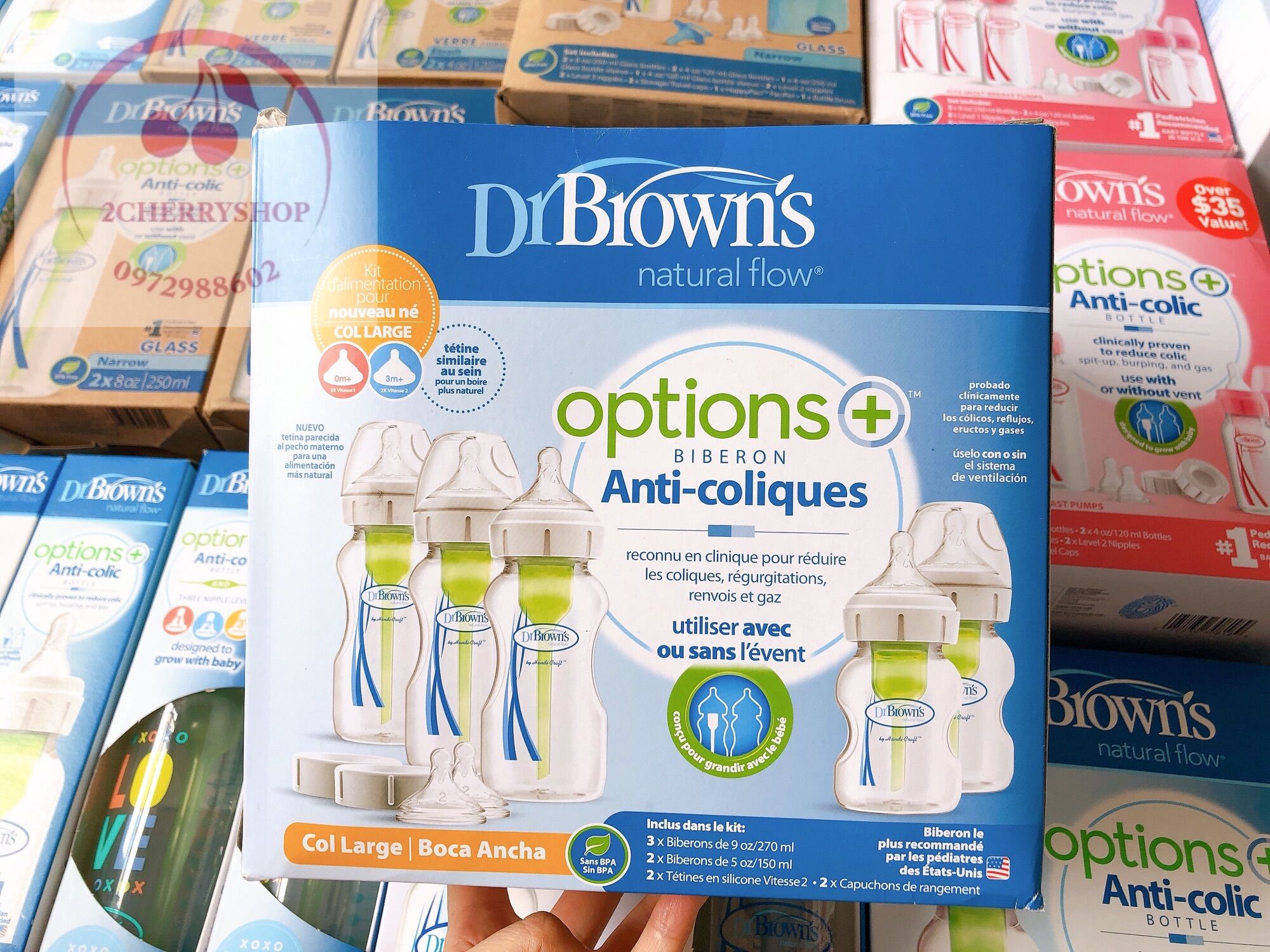 [HCM]Bình sữa Dr Brown’s cổ rộng 150-270 ml Option Plus +