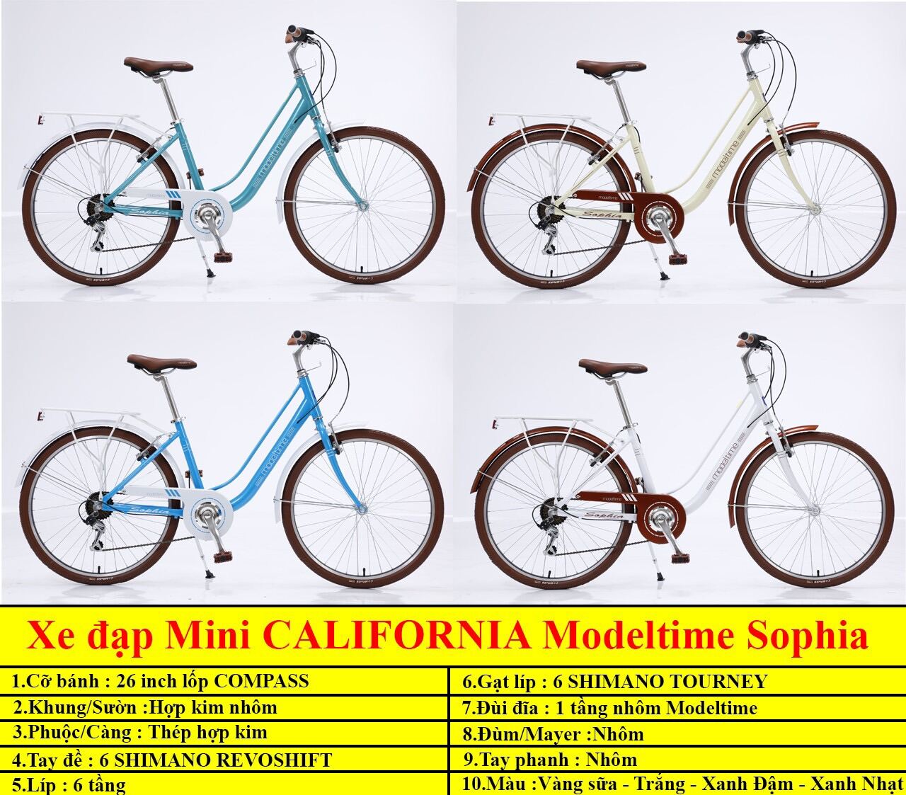 Xe đạp Modeltime Sophia khung nhôm bộ chuyển động Shimano