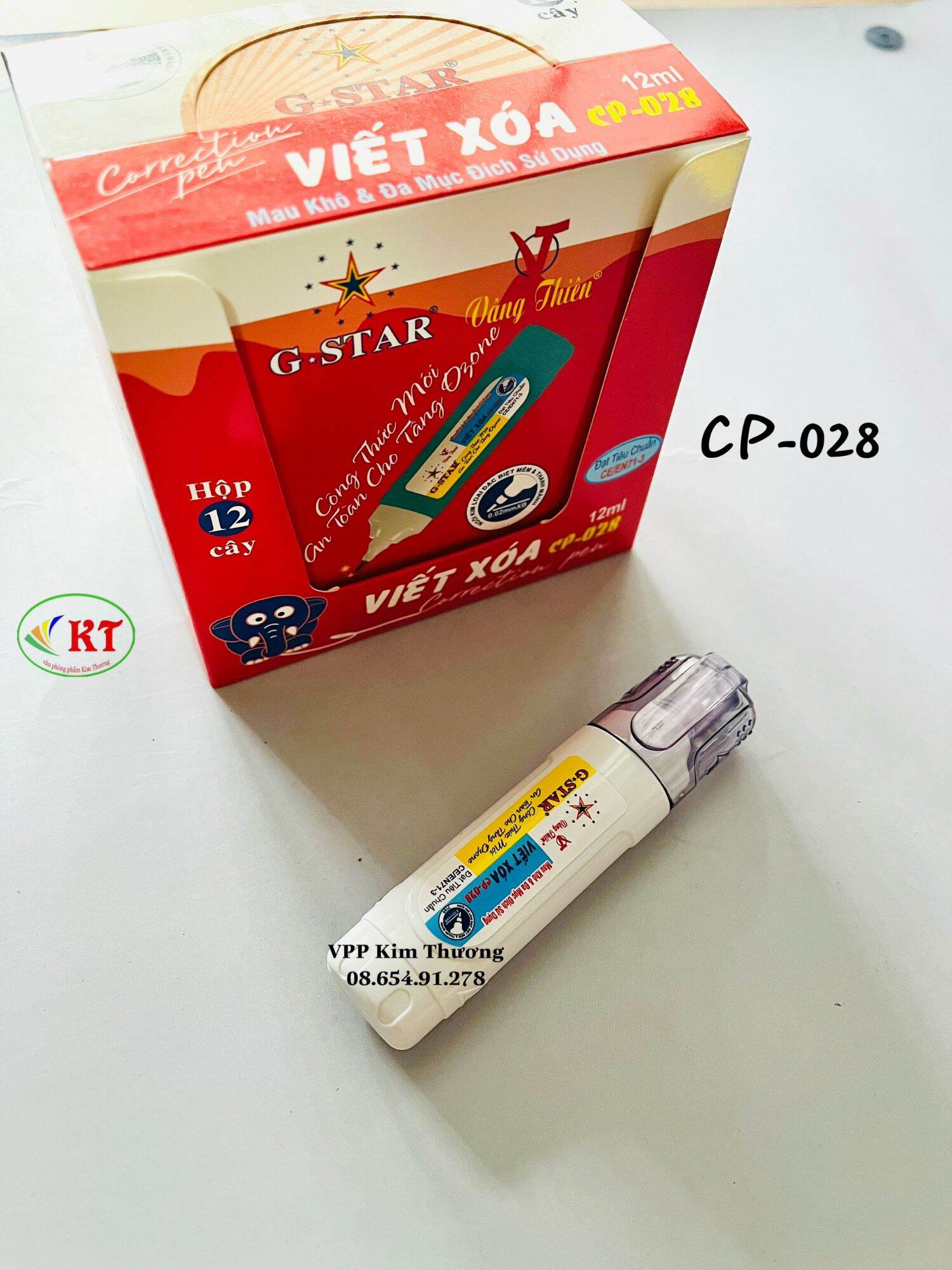 Bút xoá nước Gstar 12ml CP-028 (trắng, xanh, hồng, vàng)