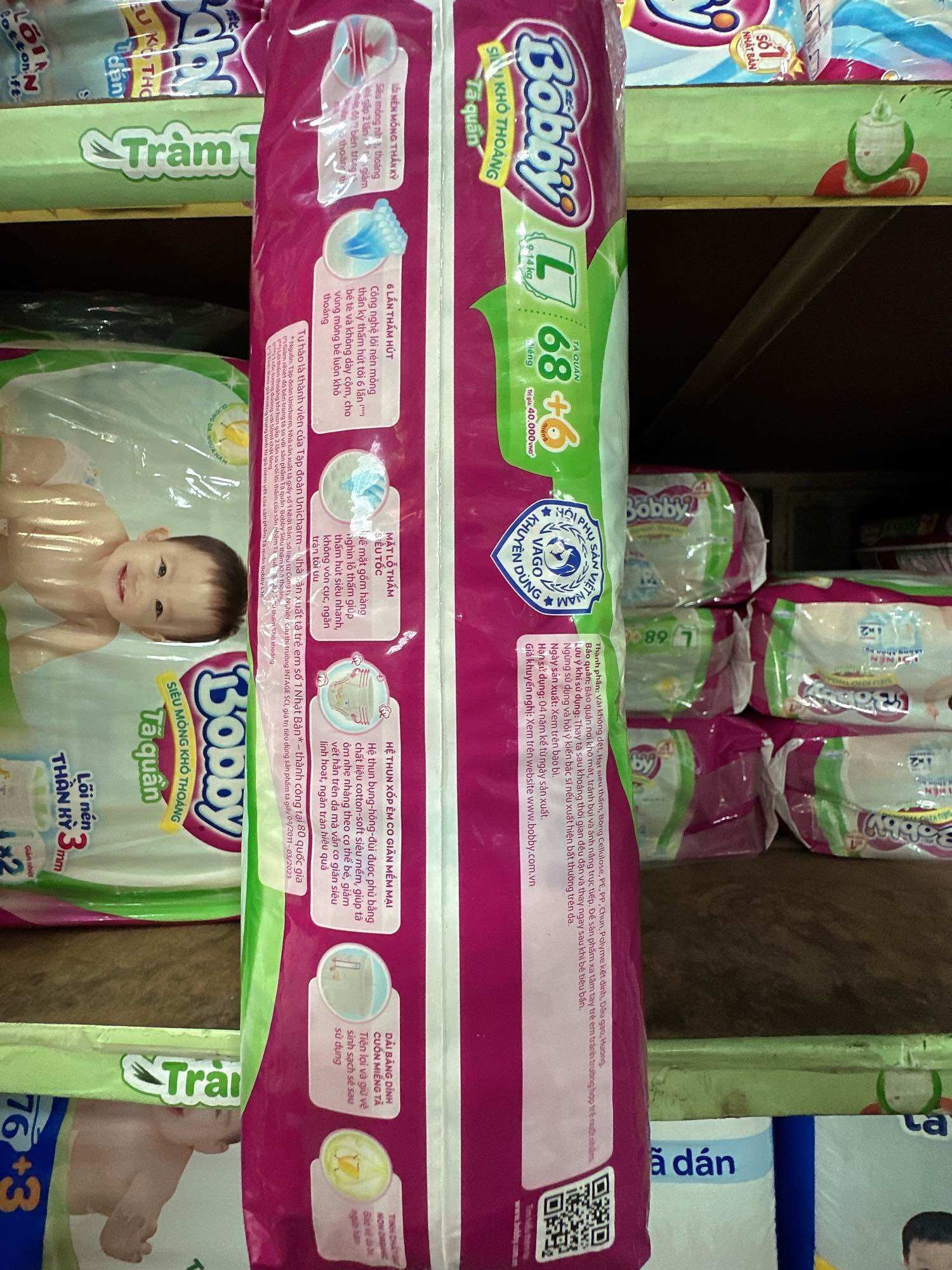 [TẶNG 8 MIẾNG] Tã quần BOBBY Size L 68 Miếng (9-13kg)