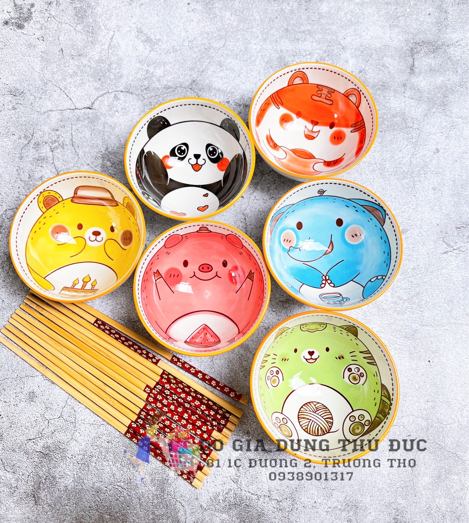 Bộ 6 chén có hộp kèm 6 đôi đũa sang trọng