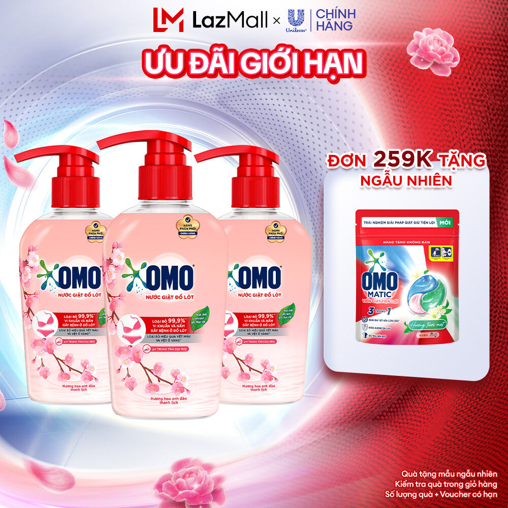 (Livestream) - Nước Giặt Đồ Lót OMO Hương Hoa Anh Đào Thanh Lịch 300G/Chai
